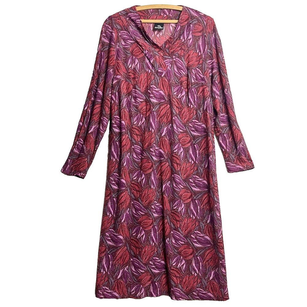 VTG Italian Elena Miro lined retro dress 70s floral sparkly‎ pink purple muu muu